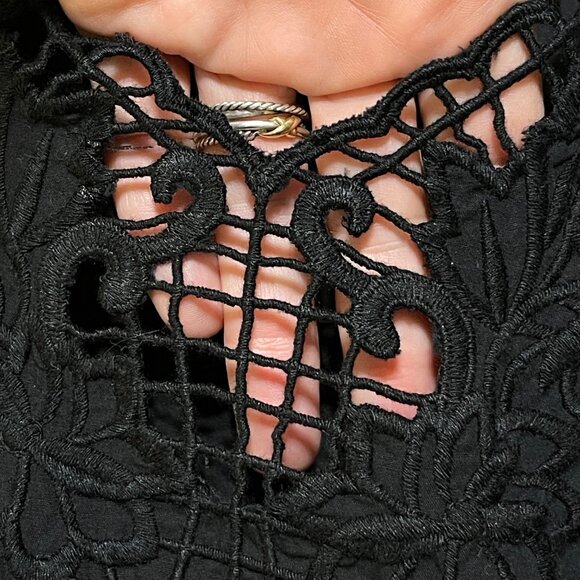 J. Crew V-neck Dress Eyelet Trim Cotton Black XXL Ruffle - Picture 5 of 8